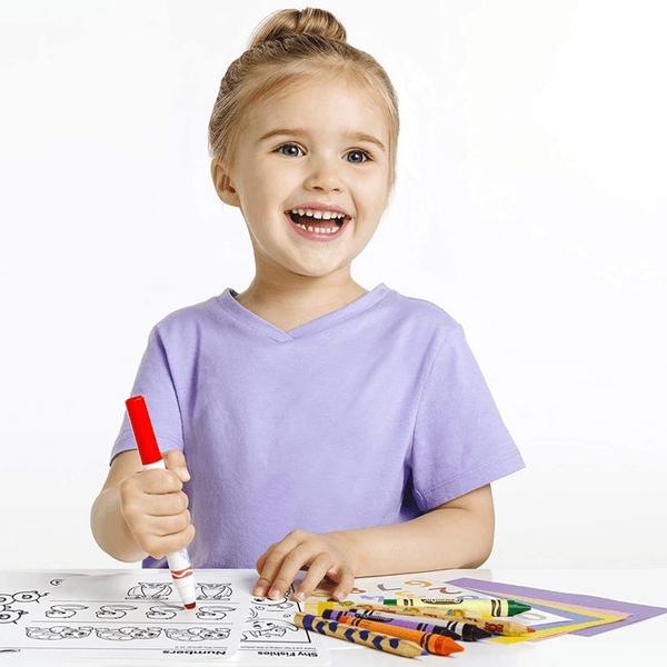 Crayola mini kids - maxi pagine da colorare - album con 18 pagine da colorare con 4 pennarelli super lavabili adatti ai bambini dai 18 mesi - 25-1045 - CRAYOLA