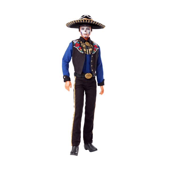 Barbie, ken, bambola día de muertos, indossa un abito tradizionale con volant e ha il volto dipinto a tema calavera, giocattolo per bambini 6+ anni - Barbie