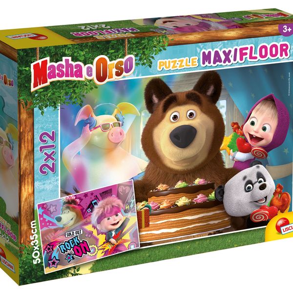 Masha puzzle maxifloor 2 x 12 - facciamo festa! - LISCIANI