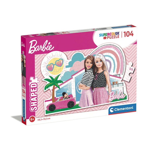 Clementoni - supercolor puzzle - puzzle shaped barbie - 104 pezzi - 