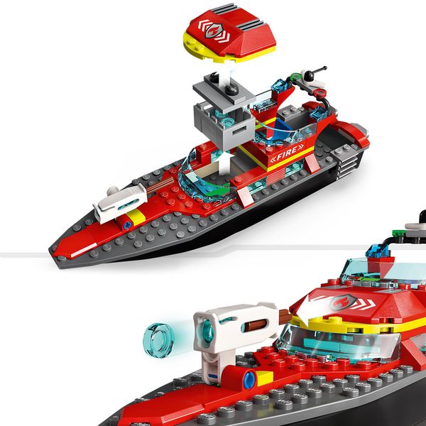 Lego city fire 60373 barca di soccorso antincendio dei vigili del fuoco, nave giocattolo, gommone e minifigure, idee regalo - LEGO CITY, LEGO