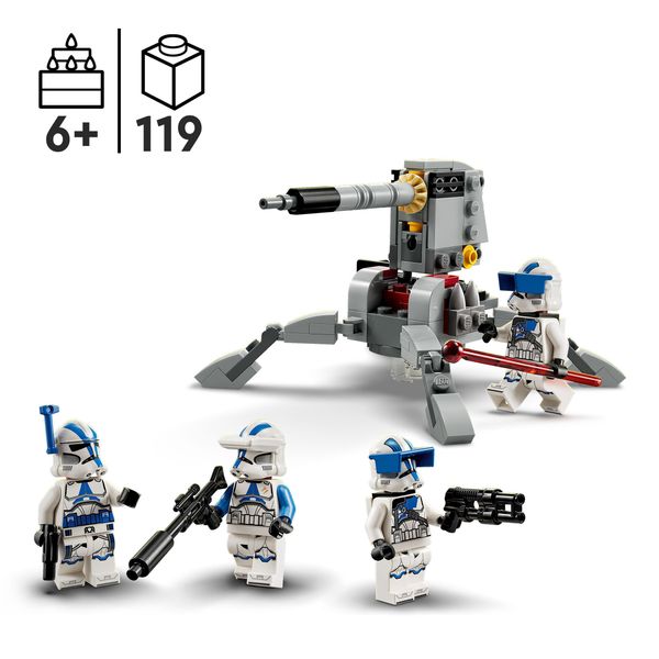 Lego star wars 75345 battle pack clone troopers legione 501, modellino da costruire con cannone giocattolo av-7 e 4 personaggi - LEGO® Star Wars™, LEGO, Star Wars