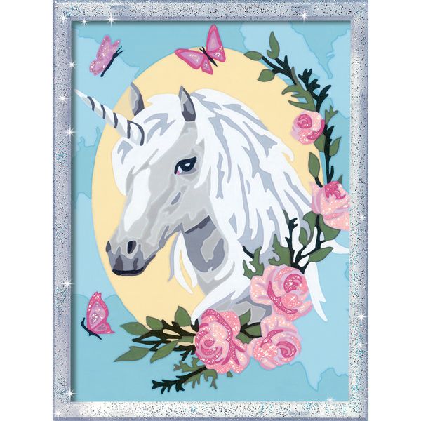 Ravensburger - creart serie d: ritratto di unicorno, kit per dipingere con i numeri, contiene una tavola prestampata, pennello, colori e accessori, gioco creativo per bambini 9+ anni - CREART, RAVENSBURGER