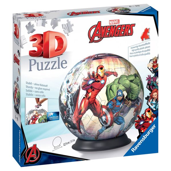 Ravensburger - 3d puzzle avengers, puzzle ball, 72 pezzi, 6+ anni - RAVENSBURGER, RAVENSBURGER 3D PUZZLE, Avengers