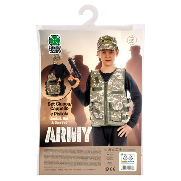 Set militare (giacca, cappello, pistola) in busta c/gancio - 