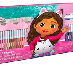 Multiprint - set 4 timbri per bambini e 60 pennarelli colorati - GABBY'S DOLLHOUSE