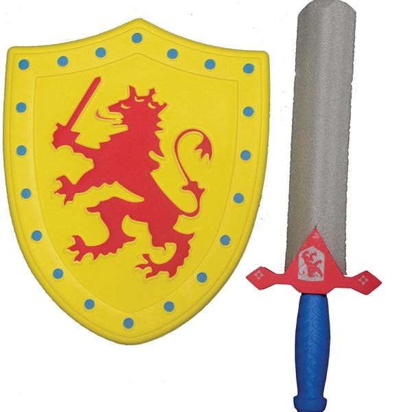 Set guerriero con spada morbida e scudo con leone stampato - 