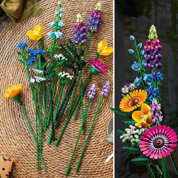 Lego icons 10313 bouquet fiori selvatici finti con papaveri e lavanda artificiali, idea regalo adulti, botanical collection - LEGO ICONS BOTANICAL, LEGO, LEGO ICONS