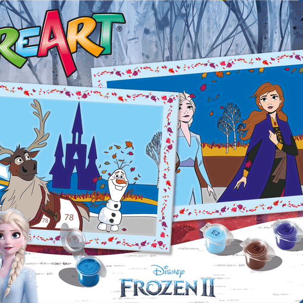 Ravensburger - creart serie junior, frozen ii, kit dipingere con i numeri, contiene 2 tavole prestampate, pennello, colori, gioco creativo per maschi e femmine dai 5+ anni di età - DISNEY PRINCESS, RAVENSBURGER, Disney, Frozen