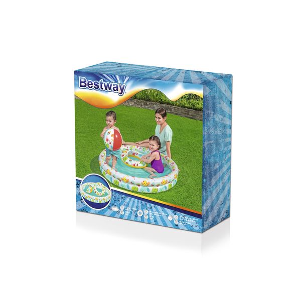 Set piscina barriera corallina a 2 anelli cm. 122x20. include: pallone cm. 41 e salvagente cm. 51 - Bestway