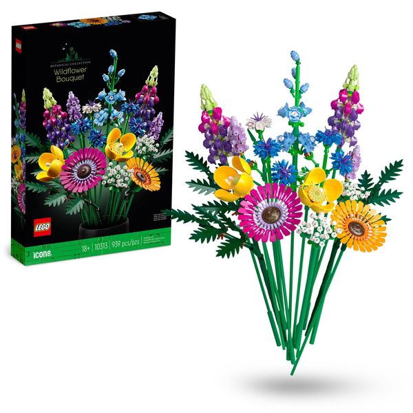 Lego icons 10313 bouquet fiori selvatici finti con papaveri e lavanda artificiali, idea regalo adulti, botanical collection - LEGO ICONS BOTANICAL, Lego, LEGO ICONS