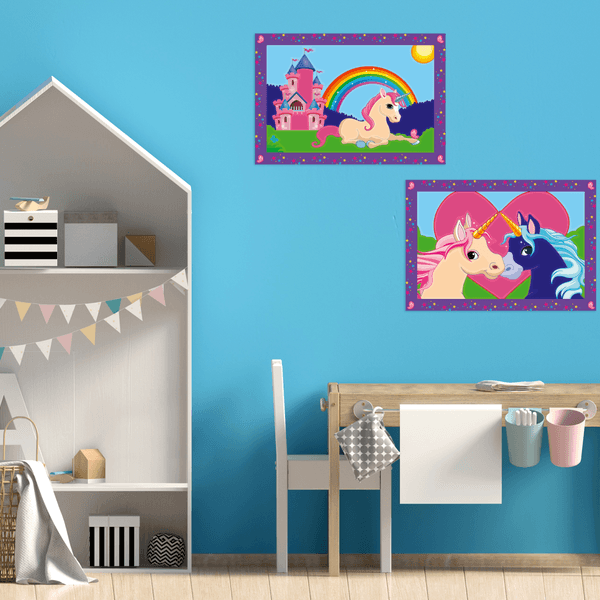Ravensburger - creart serie junior, unicorni, kit dipingere con i numeri, contiene 2 tavole prestampate, pennello, colori, gioco creativo per maschi e femmine dai 5+ anni di età - RAVENSBURGER