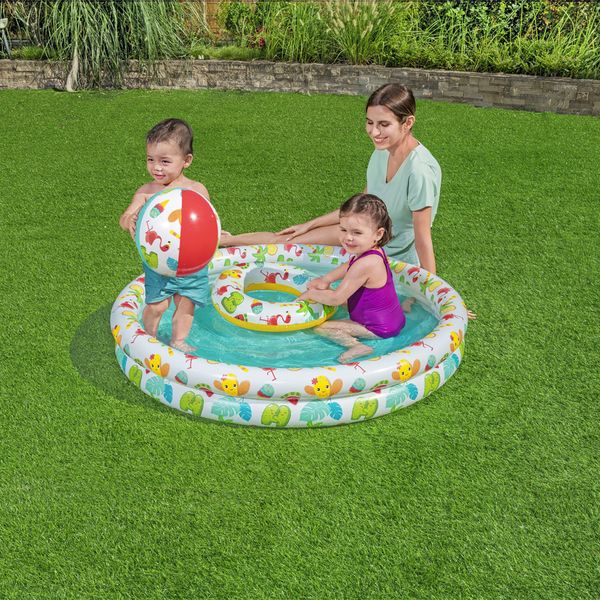 Set piscina barriera corallina a 2 anelli cm. 122x20. include: pallone cm. 41 e salvagente cm. 51 - Bestway