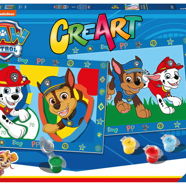 Ravensburger - creart serie junior, paw patrol, kit dipingere con i numeri, contiene 2 tavole prestampate, pennello, colori, gioco creativo per maschi e femmine dai 5+ anni di età - RAVENSBURGER, Paw Patrol
