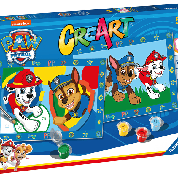 Ravensburger - creart serie junior, paw patrol, kit dipingere con i numeri, contiene 2 tavole prestampate, pennello, colori, gioco creativo per maschi e femmine dai 5+ anni di età - RAVENSBURGER, Paw Patrol