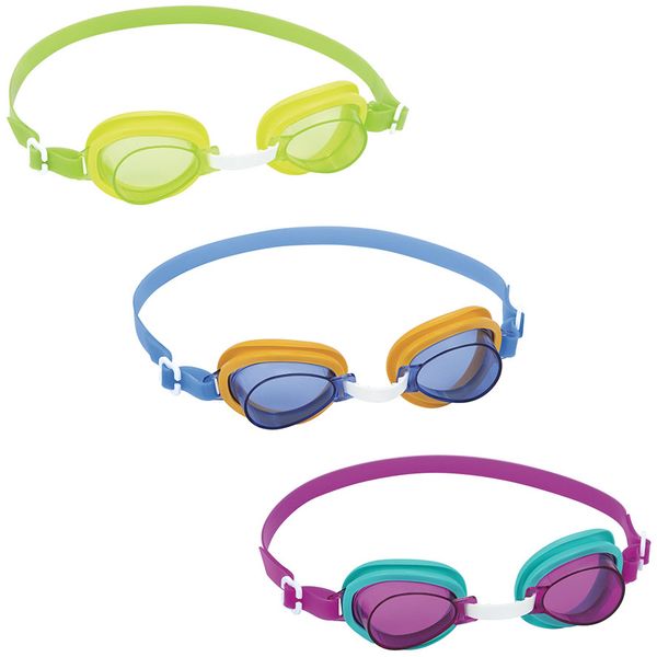 Occhialini lightning swimmer, 3-6 anni, 3 colori assortiti in silicone , lenti con protezione  uv - Bestway