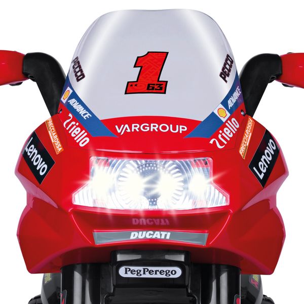 Divertimento in pole position con la moto elettrica ducati con luci e suoni - peg perego - Peg Perego