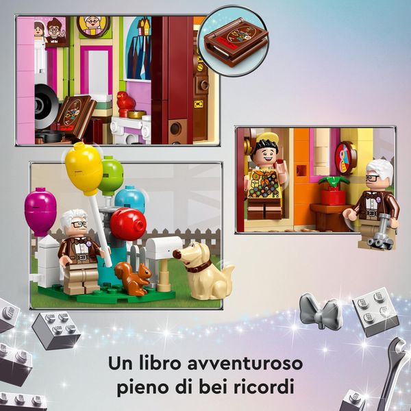 Lego disney e pixar 43217 casa di “up”, modellino con palloncini e figure di carl, russell e dug, giochi creativi bambini 9+ - Disney, LEGO