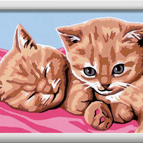 Ravensburger - creart serie e: gattini rossi, kit per dipingere con i numeri, contiene una tavola prestampata, pennello, colori e accessori, gioco creativo per bambini 9+ anni - CREART, RAVENSBURGER