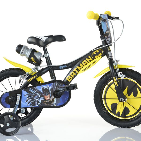 Bicicletta da bambino batman ruota 14 pollici con rotelle, freno e scudo anteriore - adatta a 5-7 anni - ideale per imparare a pedalare in autonomia con massima sicurezza - BATMAN, DC COMICS