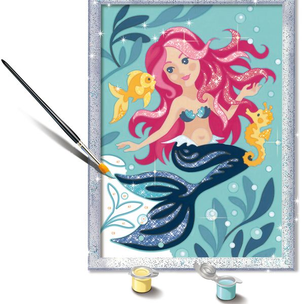 Ravensburger - creart serie d: sirenetta, kit per dipingere con i numeri, gioco creativo per bambini 7+ anni - CREART, DISNEY PRINCESS, RAVENSBURGER