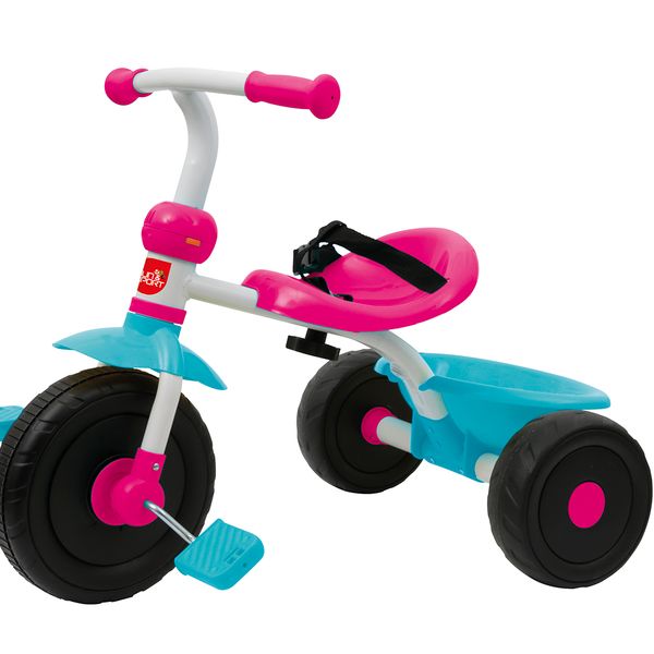 Triciclo regolabile con ruote libere e maniglione per bambini dai 10 mesi | cestino inclinabile, capote parasole e massimo di 20kg - SUN&SPORT