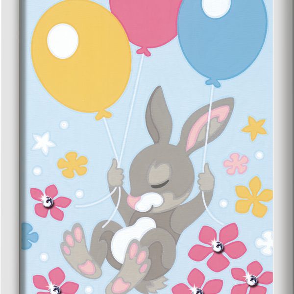 Ravensburger - creart serie d: coniglietto con palloncini, kit per dipingere con i numeri, contiene una tavola prestampata, pennello, colori e accessori, gioco creativo per bambini 7+ anni - CREART, RAVENSBURGER