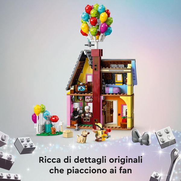 Lego disney e pixar 43217 casa di “up”, modellino con palloncini e figure di carl, russell e dug, giochi creativi bambini 9+ - Disney, LEGO