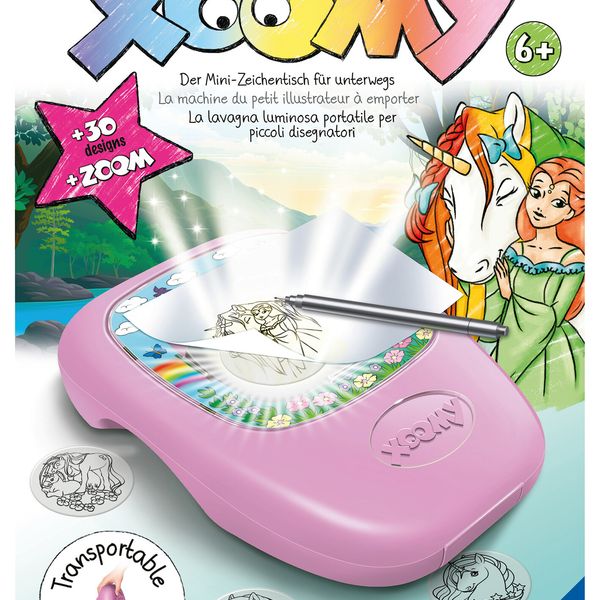 Ravensburger - xoomi midi unicorno, tavolo da disegno portatile con proiettore luminoso, 30 motivi illustrati, compatibile con xoomi maxi e midi, 6+ anni - RAVENSBURGER