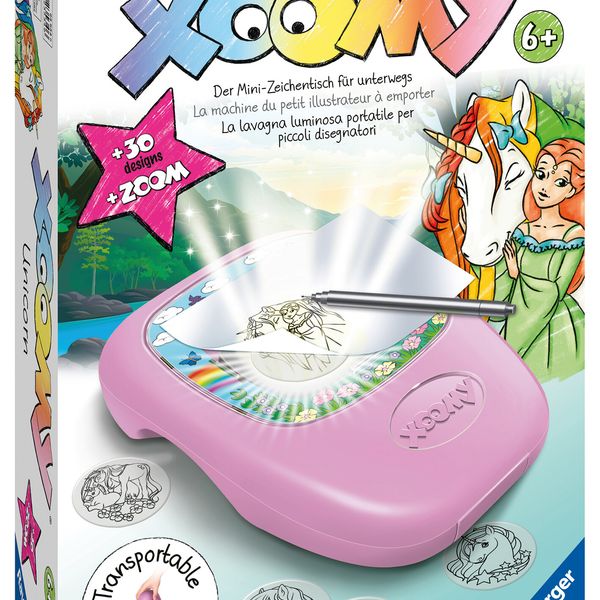 Ravensburger - xoomi midi unicorno, tavolo da disegno portatile con proiettore luminoso, 30 motivi illustrati, compatibile con xoomi maxi e midi, 6+ anni - RAVENSBURGER