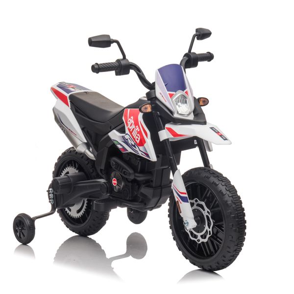 Mini moto elettrica per bambini aprilia motocross rx125 bianca - 