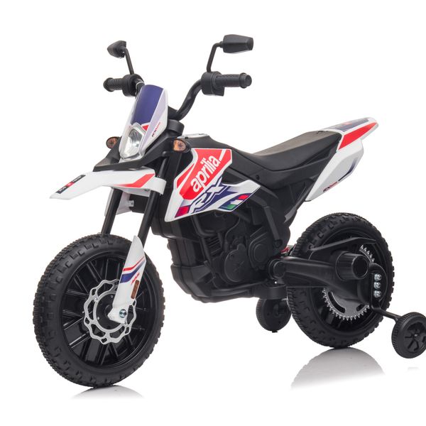 Mini moto elettrica per bambini aprilia motocross rx125 bianca - 