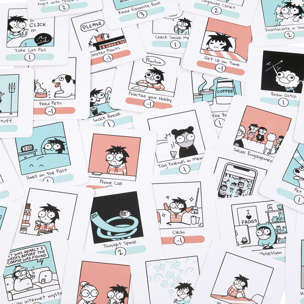 Future me problems - gioco di carte di sarah's scribbles, con 2 mazzi di carte, da 2 a 4 giocatori, perfetto per le serate di gioco in famiglia, giocattolo per bambini, 7+ anni, hph14 - MATTEL GAMES