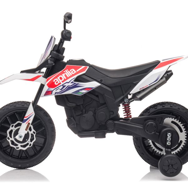 Mini moto elettrica per bambini aprilia motocross rx125 bianca - 