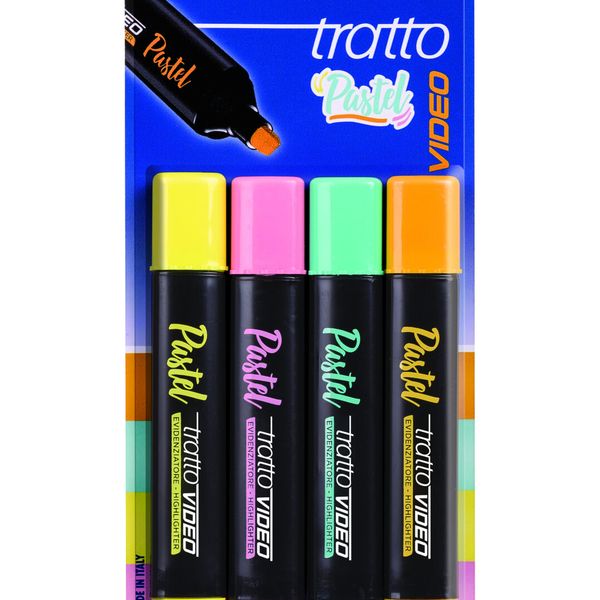 Tratto video - confezione 4 evidenziatori (colori pastello) - 
