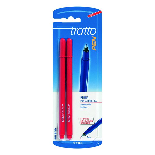 Tratto pen - penna punta sintetica confezione 2 pz - colore rosso - FILA