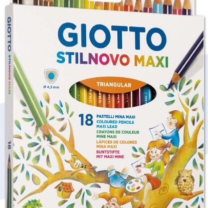 Giotto stilnovo maxi - pastelli colorati triangolari - astuccio 18 pz - GIOTTO