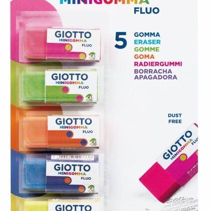 Giotto mini gomma fluo - confezione 5 minigomme colori fluo - GIOTTO