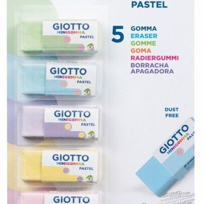 Giotto mini gomma pastel - confezione 5 minigomme colori pastello - GIOTTO