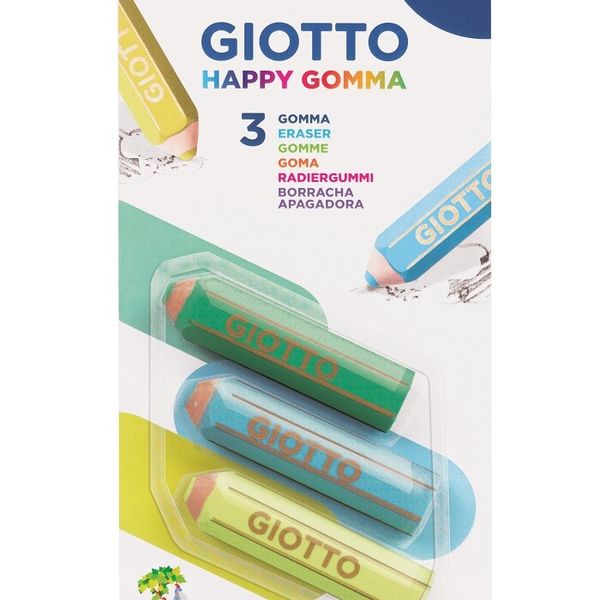 Giotto happy gomma - confezione 3 gomme a forma di matita giotto - GIOTTO