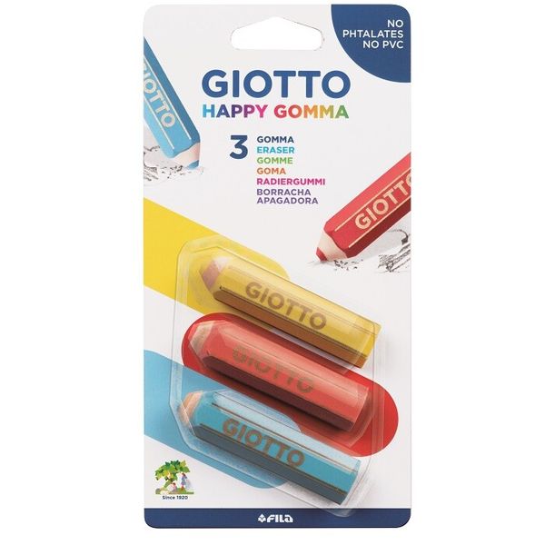 Giotto happy gomma - confezione 3 gomme a forma di matita giotto - GIOTTO