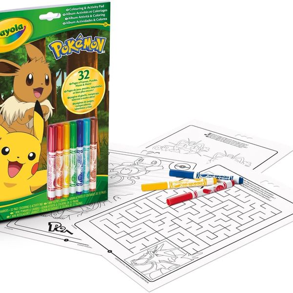 Crayola - album attività & coloring pokemon, 32 pagine da colorare e 7 mini pennarelli lavabili, 04-2746 - CRAYOLA