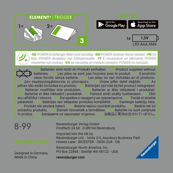 Ravensburger gravitrax power element trigger, gioco innovativo ed educativo stem, 8+ anni, estensione - GRAVITRAX