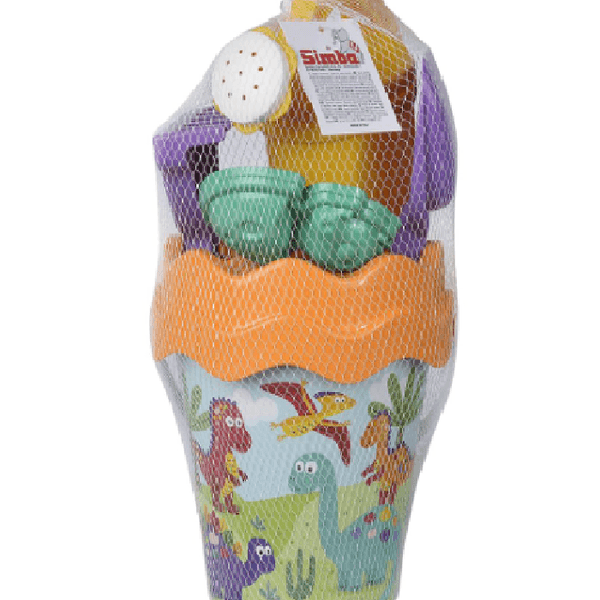Set mare dinosauri con secchiello,  annaffiatoio e altri accessori  diam. 17 cm - 