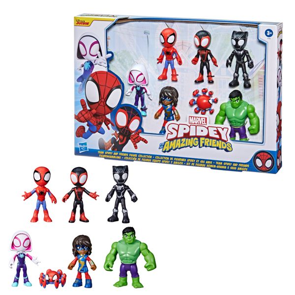 Hasbro marvel, spidey e i suoi fantastici amici, collezione di action figure team spidey e amici, include 7 action figure, regalo ideale per bambini e bambine, dai 3 anni in su - SPIDEY, MARVEL