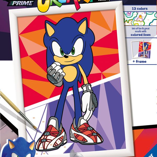 Ravensburger - creart serie d: sonic prime, kit per dipingere con i numeri, gioco creativo per bambini 7+ anni - CREART, RAVENSBURGER