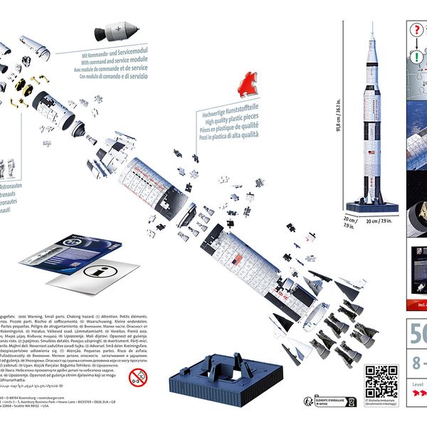 Ravensburger - 3d puzzle apollo saturn v rocket, razzo spaziale, 440 pezzi, 8+ anni - RAVENSBURGER, RAVENSBURGER 3D PUZZLE