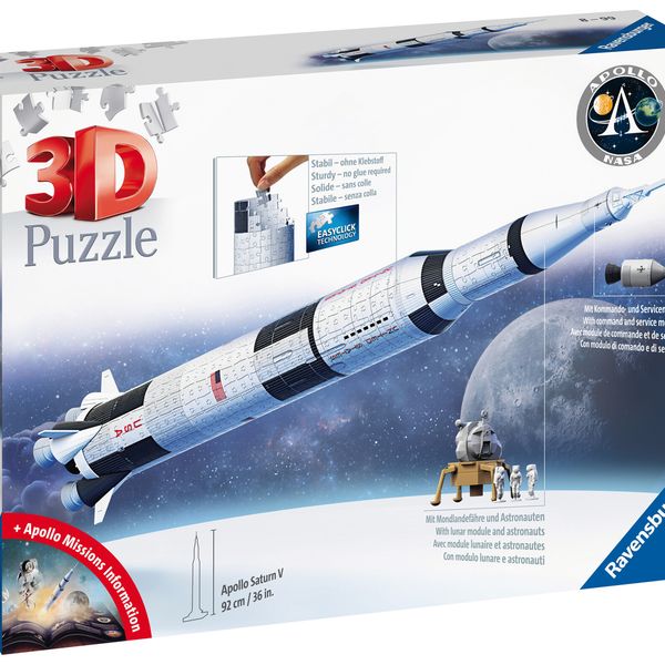 Ravensburger - 3d puzzle apollo saturn v rocket, razzo spaziale, 440 pezzi, 8+ anni - RAVENSBURGER, RAVENSBURGER 3D PUZZLE