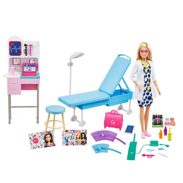 Barbie playset con bambola medico, 20+ accessori medici e tavolo da visita - Barbie
