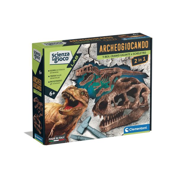 Clementoni - 19324 - archeogiocando kit t-rex 2in1 - CLEMENTONI, Scienza e Gioco